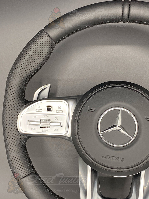 картинка Руль Mercedes AMG GLE/GLS с подушкой, эко-кожа, без подогрева магазин  StreetTuning 