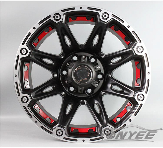 картинка Новые диски Formula R16 6x139,7 ET-45 J10 черный мат + серебро с красной оконтовкой магазин  StreetTuning 