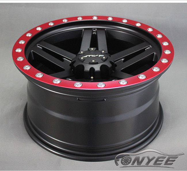 картинка Новые диски MVF-957 R17 6X139,7 ET0 J8,5 черный мат + красный магазин  StreetTuning 