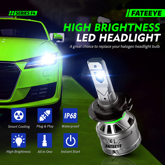 картинка Автомобильные светодиодные лампы FATEEYE F4 Led - H7 6500к, комплект 2 шт магазин  StreetTuning 