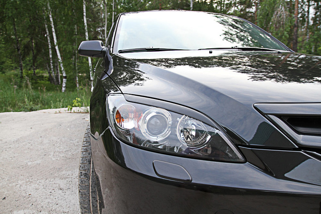 картинка Mazda 3 (хэтчбэк) 2003—2008 Накладки на передние фары (реснички) компл.-2 шт. Вариант 2 магазин  StreetTuning 